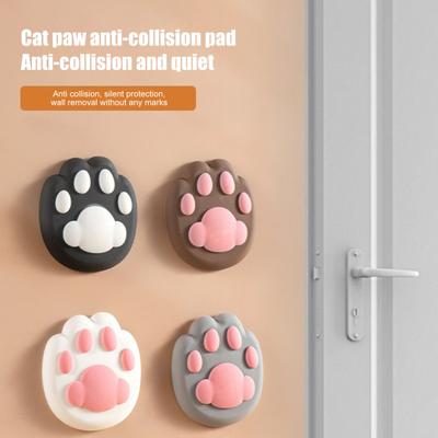 1/4 Τεμάχια 3D Πόδι Γάτας Προφυλακτήρας Τοίχου Αυτοκόλλητος Στοπ Πόρτας Προστατευτικό Τοίχου Χειρολαβή Πόρτας Ασπίδα Προστασίας Τοίχου Αντικρουστικό Σιγαστήρας Πάτος Απορρόφησης Κραδασμών Αυτοκόλλητο