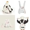 Bunny Eared Long Small Pearl Drawstring Tie Cartoon Plush Doll Backpack For Girl