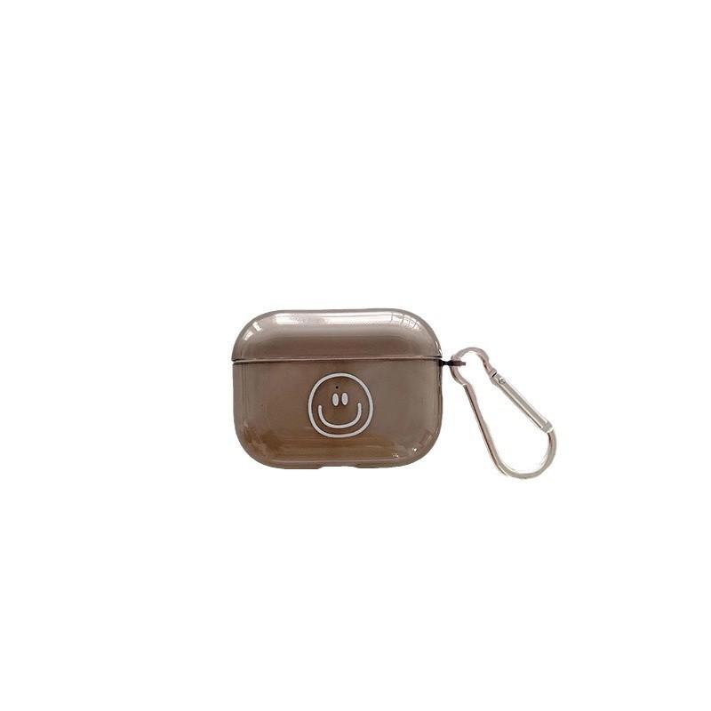 Suitable for AirPodsPro Bluetooth Headset Case Transparent Black Painted Smiley Face Transparent 1st Generation Headset Case