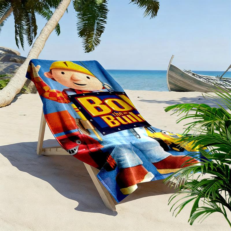 Bob der Baumeister Anime Druck Strandtuch, Großes Weiches Schnelltrocknendes Handtuch für Strand Camping Schwimmen