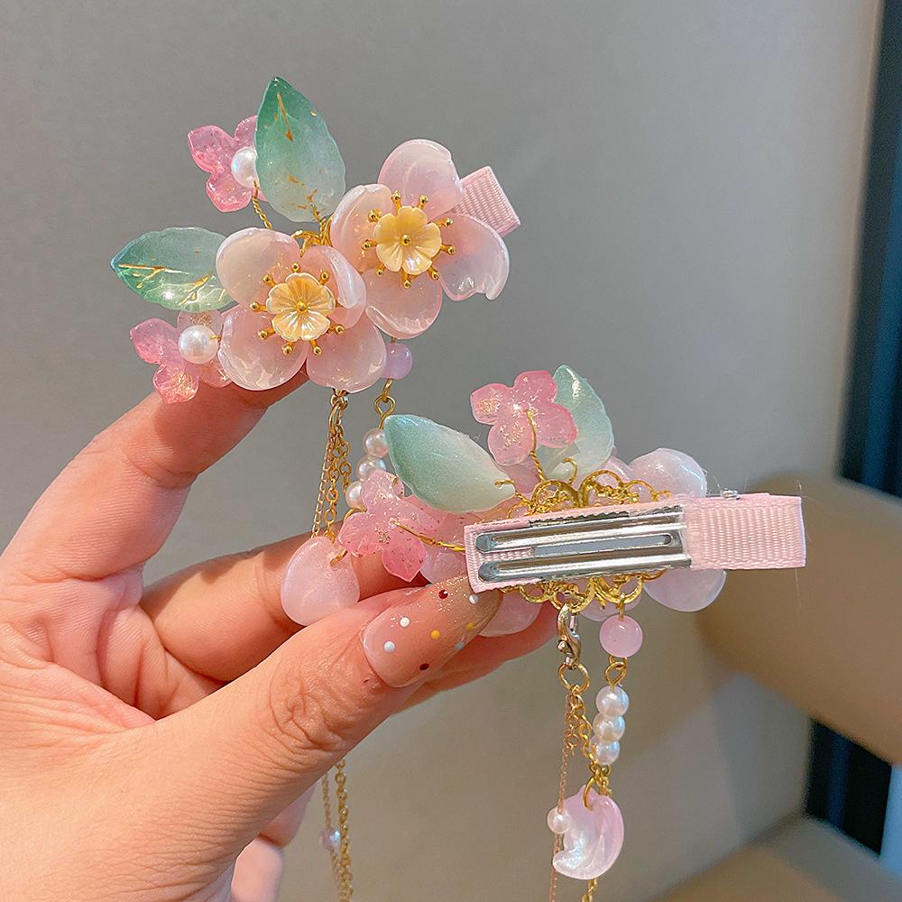 Mädchen Hanfu Kopfschmuck mit Quaste Haarnadel & Bindi – Antiker Chinesischer Prinzessinnenstil
