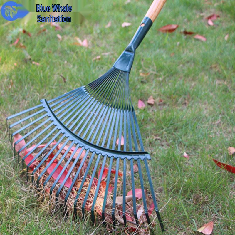 Blue Whale Sanitation 22-Tooth Telescopic Stainless Steel Garden Rake