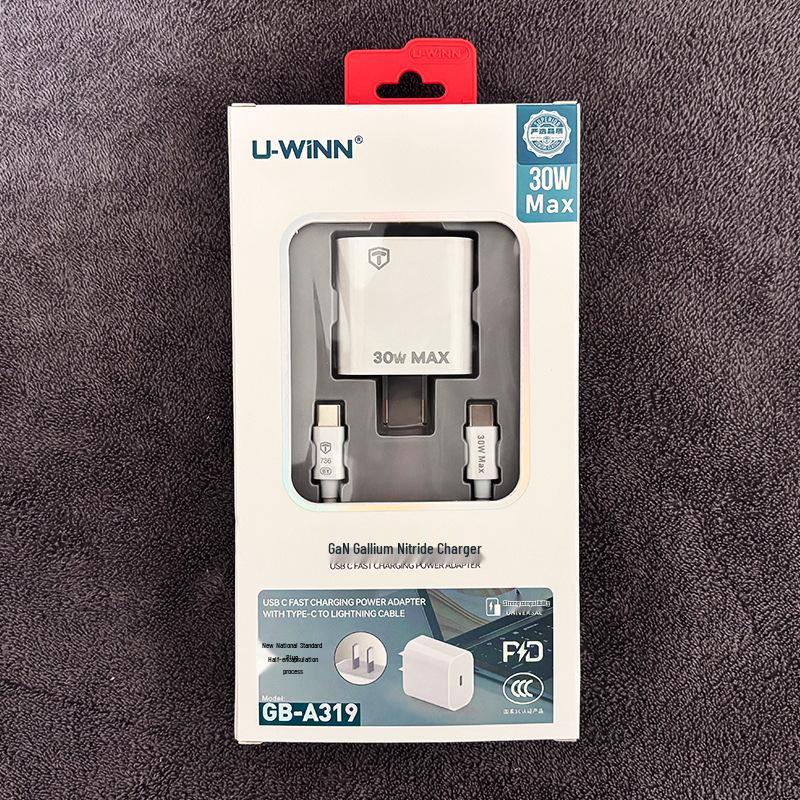 30W GaN Charger with Type-C Cable for Apple iPhone 15 - Fast Charging