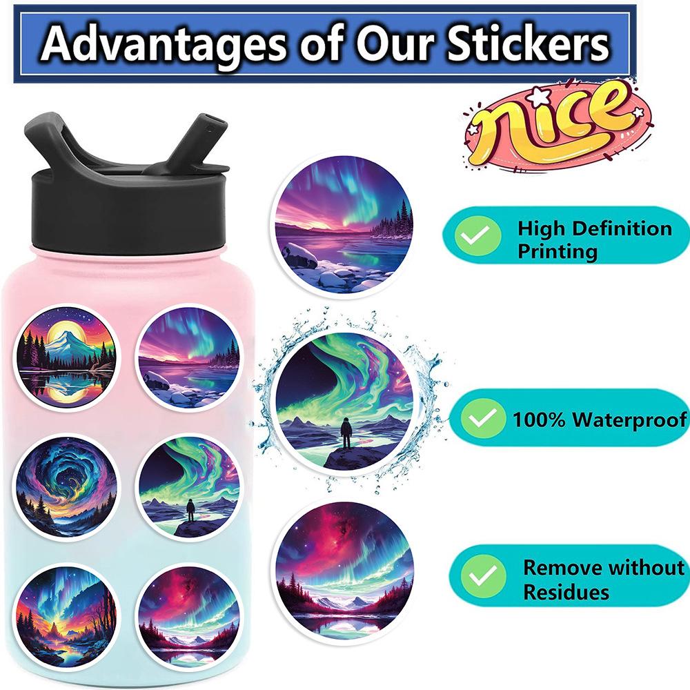 50 Cartoon Aurora Art Graffiti Stickers Decorative Guitar Notebook Suitcase DIY Waterproof