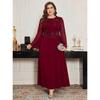 Plus Size Elegant Round Neck Beaded Embroidered Sequin Evening Gown Formal Wedding Party Bridesmaid Dress