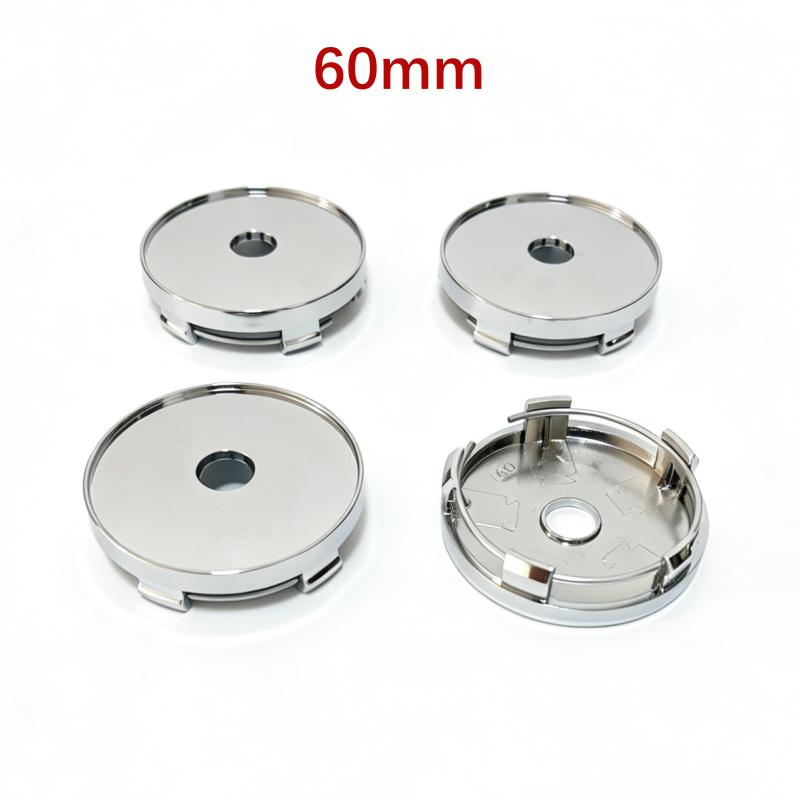 4 pezzi 68mm 65mm 60nmm 56mm 50mm 49mm 48mm Nero Cromo Argento Base Vuota Coprimozzo per Modifica Auto Universale Senza Logo Coprimozzo