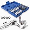 Complete 34Pieces 3/8'' Drive Socket and Bit Kit Male / Female with Storage Box for Home Repairs and Professional Use