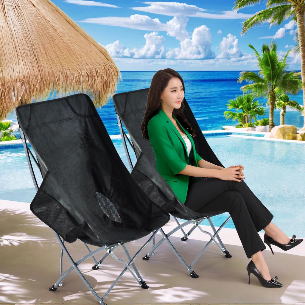 Přenosné křeslo Moon s opěrkou hlavy pro kempování, rybaření, grilování a venkovní volnočasové aktivity