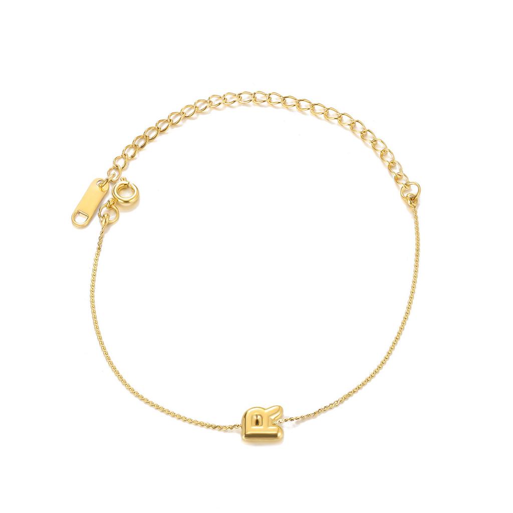 Mini Cute 3D Initials Bubble Letter Chain Bracelet For Women New Gold Color Stainless Steel Waterproof Elegant Christmas Jewelry