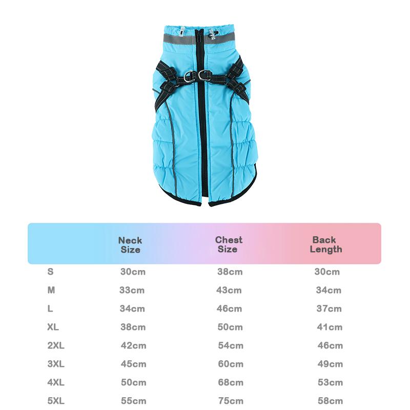 Winter Warm Fleece Coat for Medium Large Dogs Night Reflective Harness Jacket Windproof Coldproof Pet Apparel Winter Vest