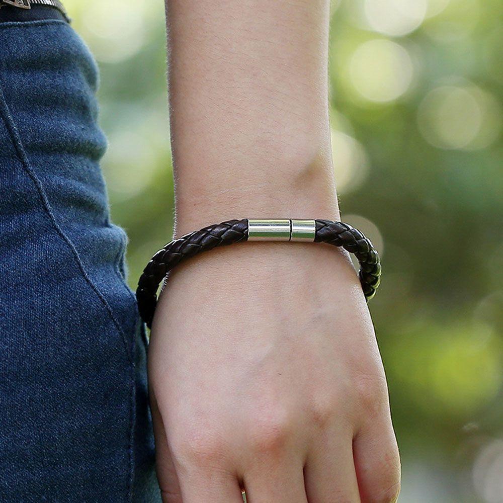 Woven Rope 1 Piece Women Men Gift PU Leather Magnetic Clasp Bracelet Fashion Accessories Jewelry