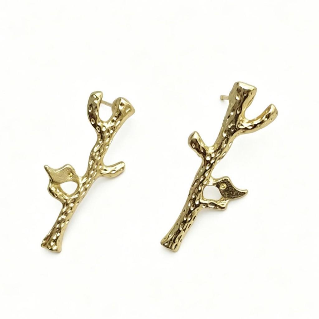 Leaf and Bird Punk Fashion Earrings - Versatile & Stylish