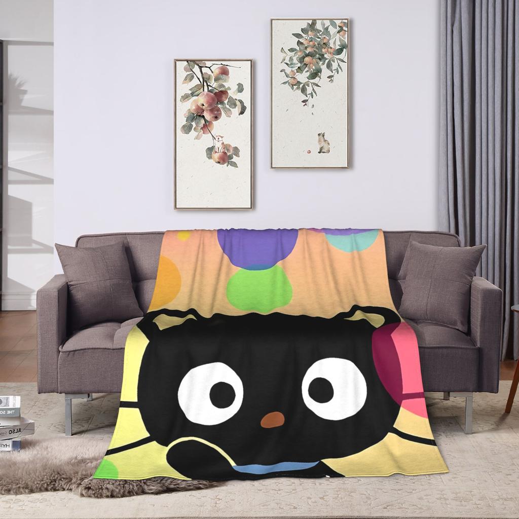 Cute Chococats Blanket Quality Warm Black Cat Throw Blanket Winter Boy Girl Couch Chair Pattern Bedspread