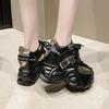 9.5CM High Heels Autumn New Chunky Sneakers for Women Platform Sports Breathable Mesh Shoes Woman Lace-up Thick Bottom Dad Shoes