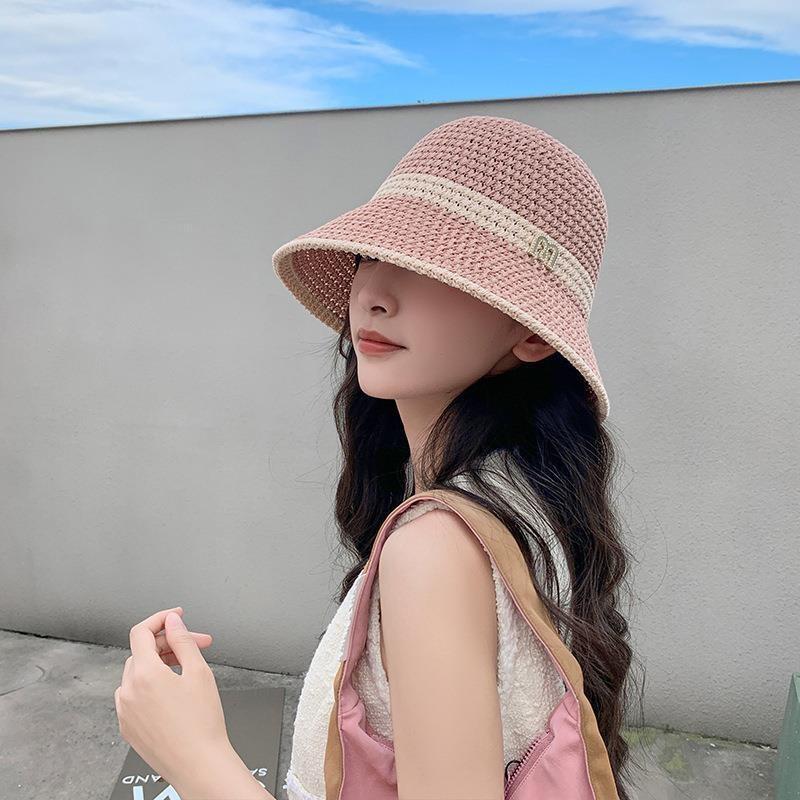 Hat, women's summer sunscreen, sunshade, straw hat, hollow fashion, cool Korean version trend, versatile sun hat, travel bucket hat