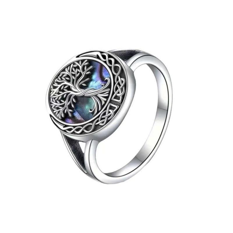 Minimalist Tree of Life Ring Round Elegant Nature-Inspired Band no. 5