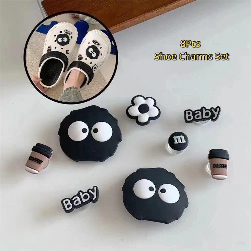 8Pcs/Set Coal Ball Series Shoe Accessories Charms Hole Shoe Decoration For Clogs Bubble Slides Sandals Gift For Birthday