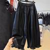 Leather Pants for Women Elastic High Waist Long Trousers Plus Size Thickened Stretchy Solid Colour Versatile Casual Wide Leg Pants