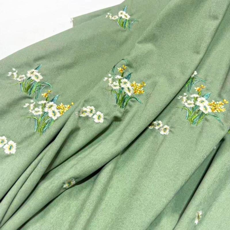 Hanfu Ancient Style Narcissus Embroidered Fabric DIY Sewing Skirt Children's Clothing Ladies Cheongsam Clothing Fabric