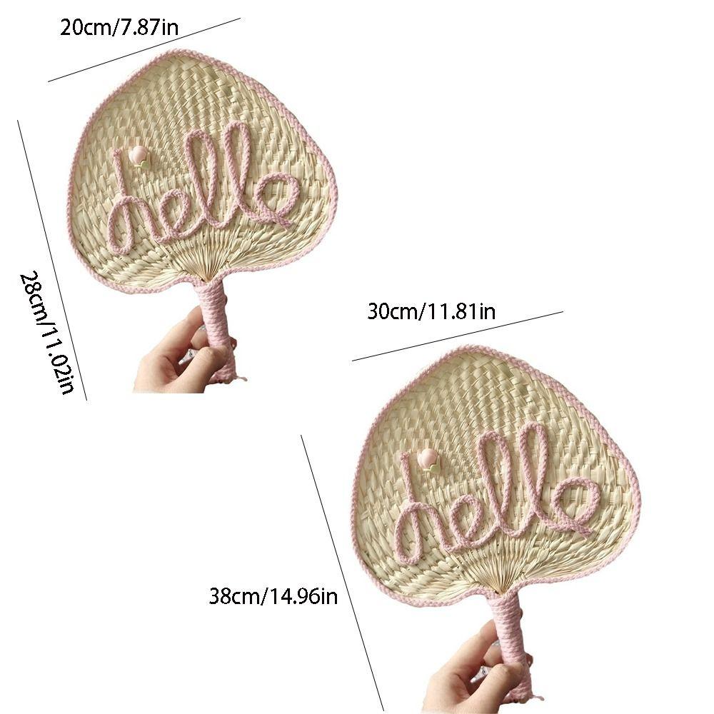 Handmade Bamboo Weaving Fan Cute Decorative Craft Fan Hand Cranked Pu Fan  Dormitory