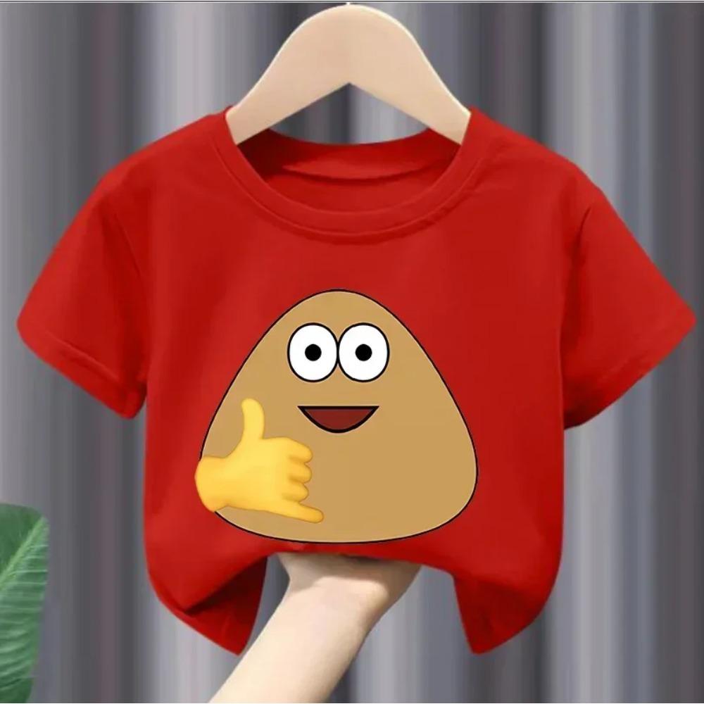 Christmas Cute My Pet Alien Pou Print Kids T-shirts Cartoon Summer Short Sleeve Baby Tees Tops Boys Girl Clothes Tshirts Y2k
