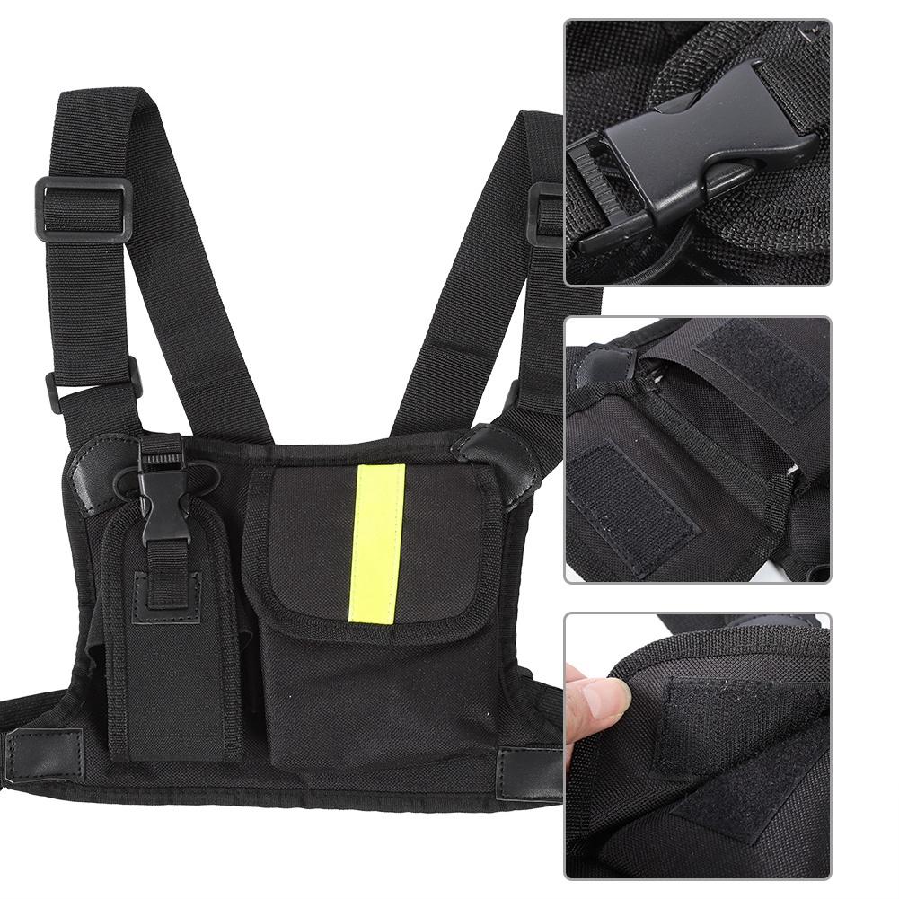 Bright Yellow Chest Harness Chest Front Pack Pouch Holster Vest Rig Carry Case for WalkieTalkie