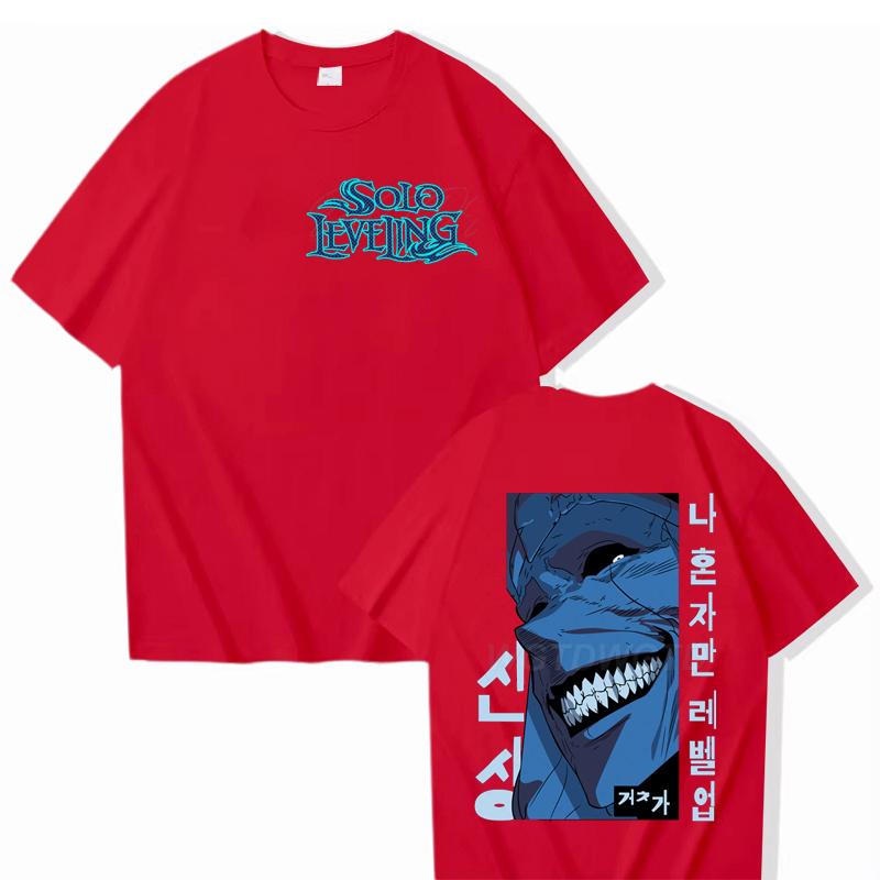 Solo Leveling Street Cool T-shirt Top 100% Cotton Hot Anime Men Clothes Harajuku Streetwear Solo Leveling Anime Men Women Shirt