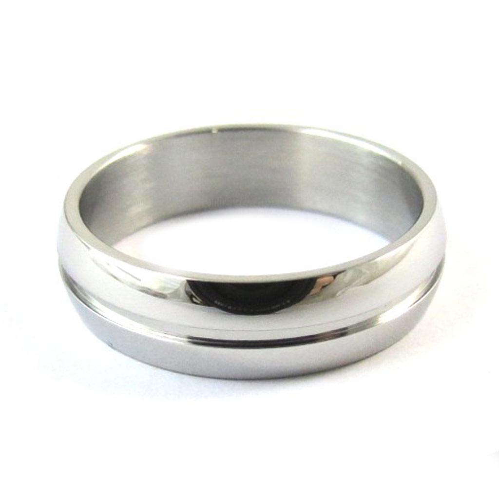 Steel 'Peaceful' Silver Wedding Ring - 6 Mm