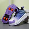 Children Wear Resistant Fashionable Trend Double Row Four Wheel Pulley Walking Shoes Sports Board Shoes