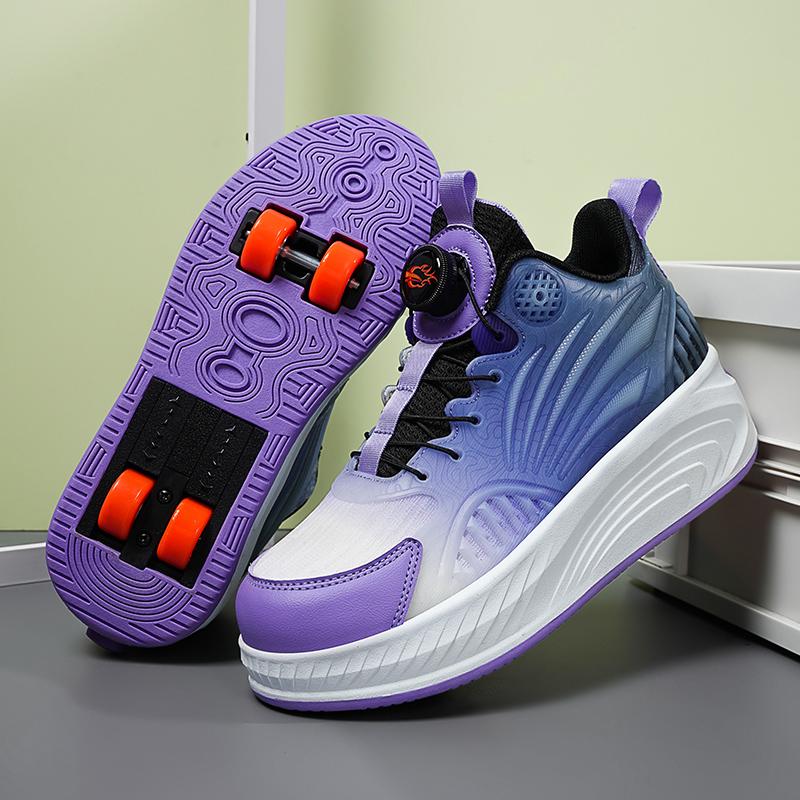 Children Wear Resistant Fashionable Trend Double Row Four Wheel Pulley Walking Shoes Sports Board Shoes