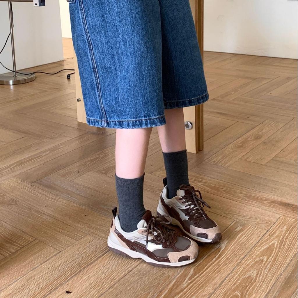 2025 new leopard print round head platform lace-up casual sports style women's single shoes mountaineering dad shoes running shoes