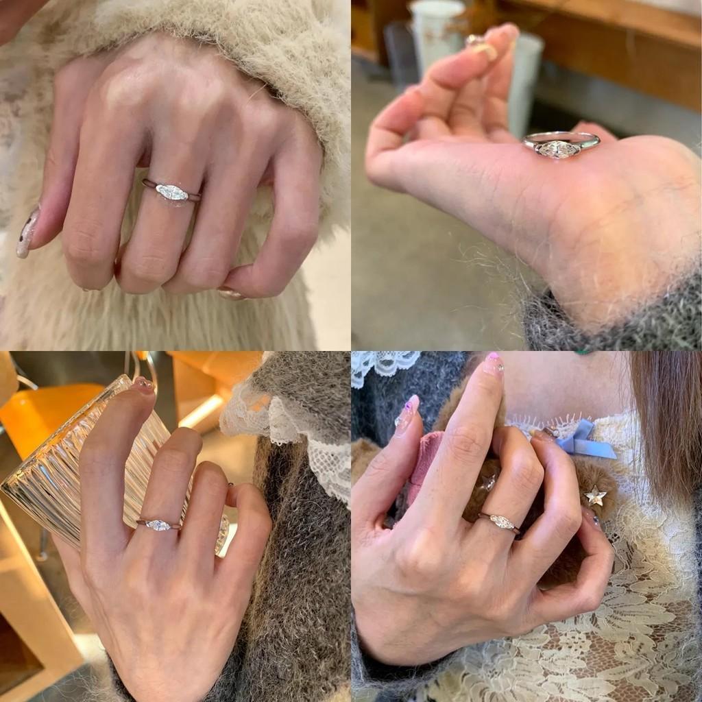 Exquisite Korean Style Geometric Open Ring Elegant Copper Diamond Ring For Women