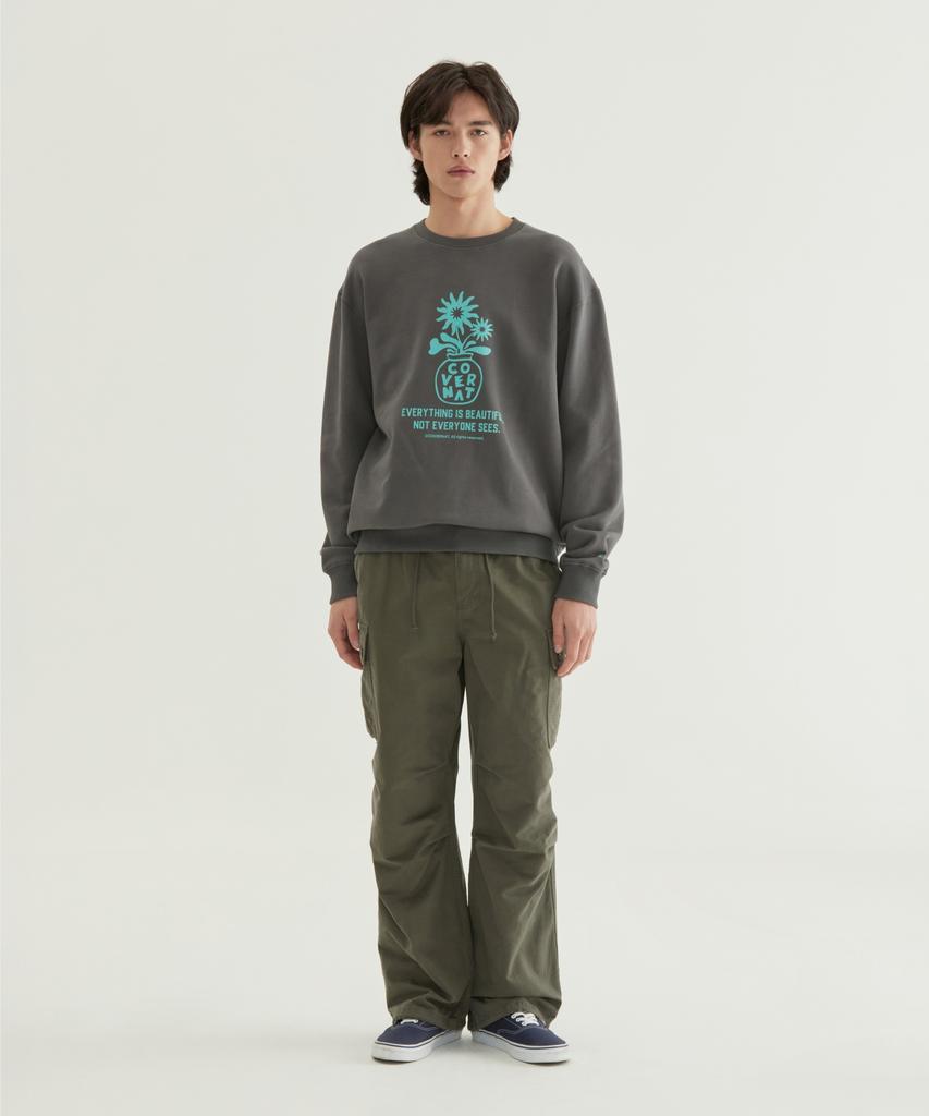 COVERNAT Wide Cotton Parachute Pants Olive