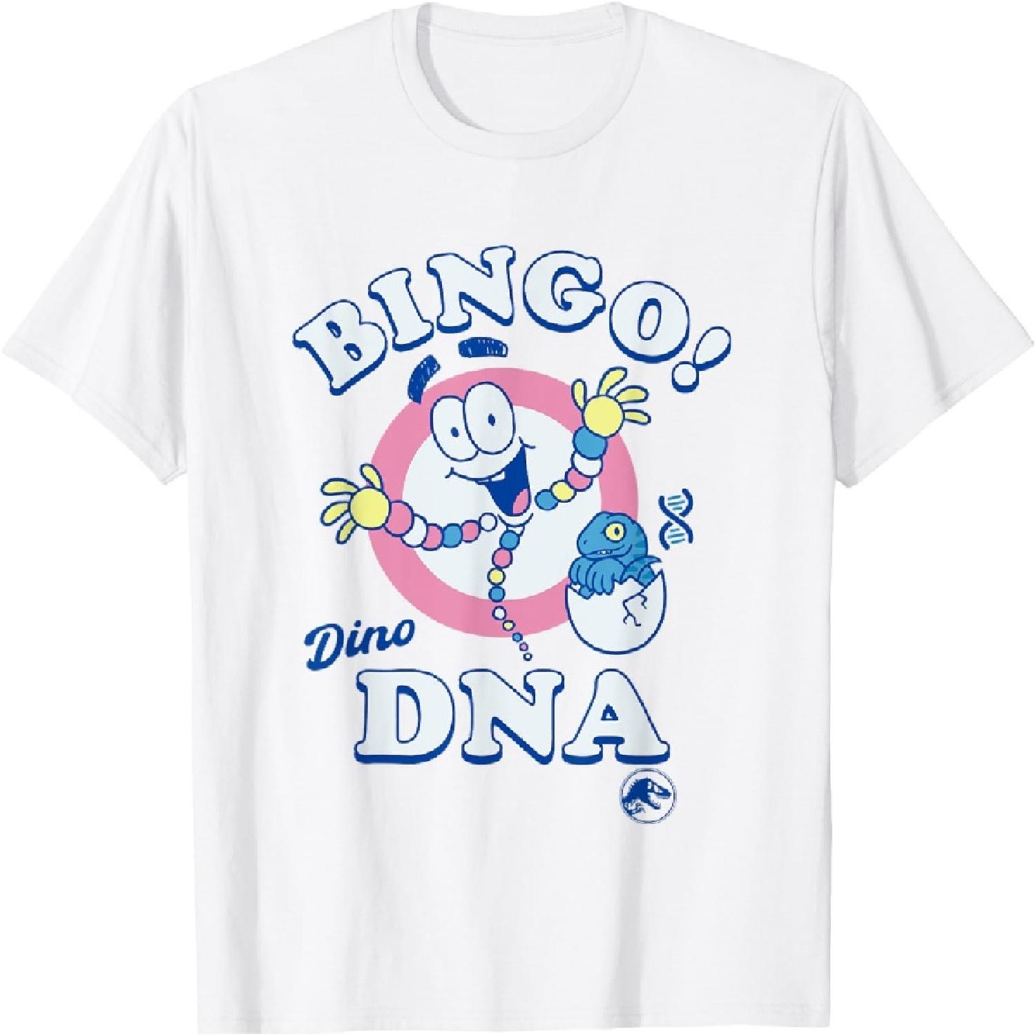 Jurassic Park Bingo! Dino DNA Pastel Colors Big Chest Logo T-Shirt S