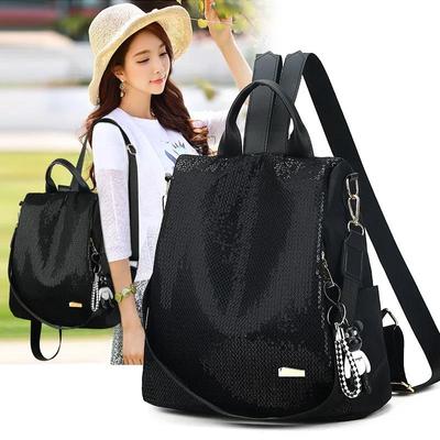 Sequin Backpack Girls Anti-theft School Bag Oxford Cloth Travel Backpack Large Capacity Shopping Bag KTY