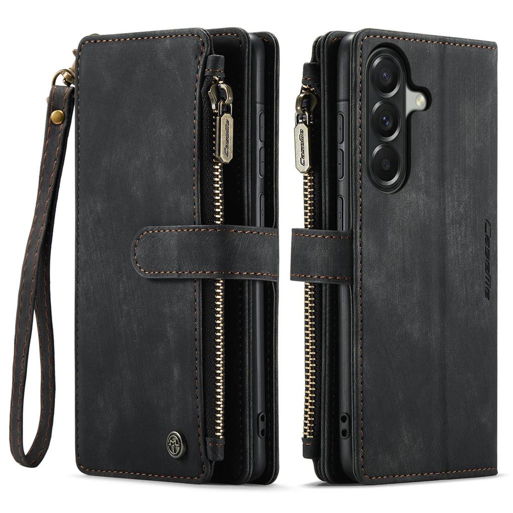 For Samsung Galaxy A37 A57 Case,Wallet Case for Women Men, Durable PU Leather Magnetic Flip Strap Wristlet Zipper Card Holder