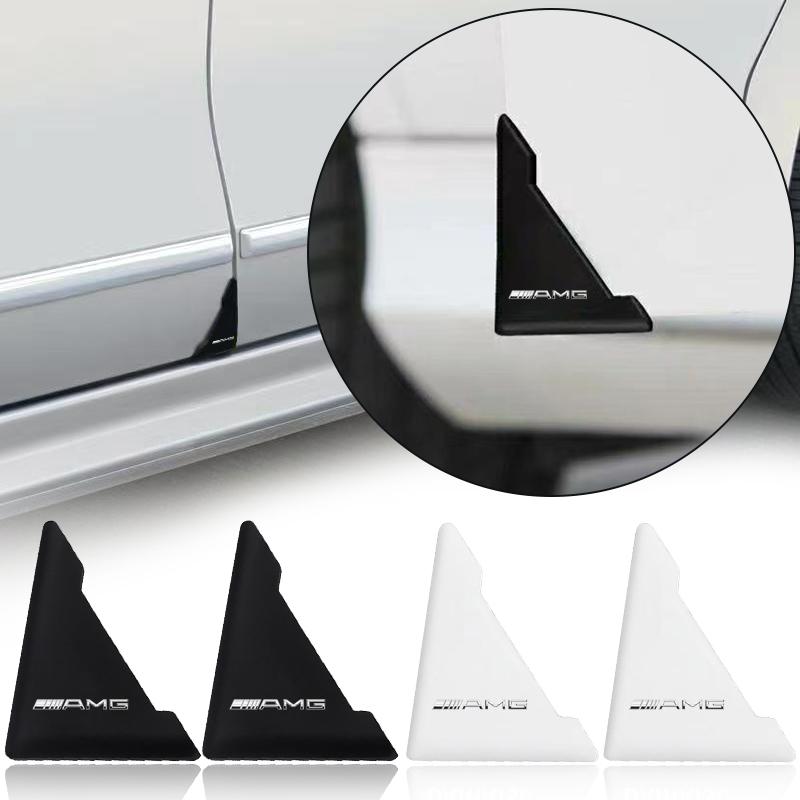 2pcs Car Door Corner Protection Decals 3D Sticker Car Styling For Mercedes Benz AMG W212 W205 W246 W177 W176 W213 GLC GLE GLS ML Welcome Laser Lamp