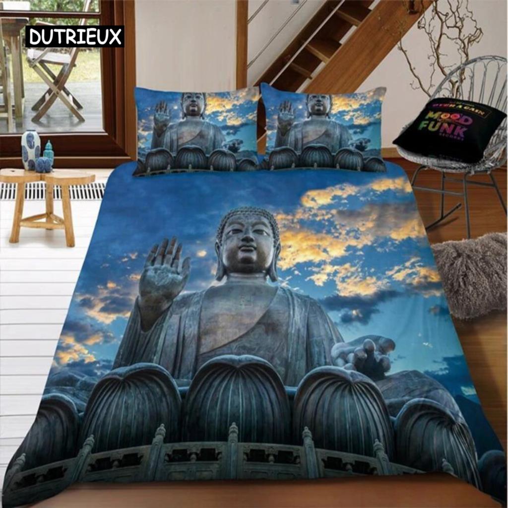 

Комплект постельного белья с изображением Будды, цветной каменный комплект постельного белья для подростков, взрослых, размер Queen King, двуспальный, полиэстер, пододеяльник EU single(135x200cm)