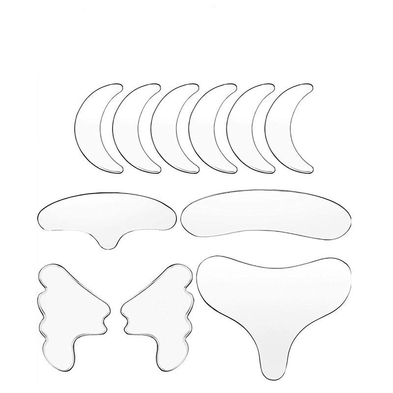Silicone Anti-Wrinkle Patch Set: 11-Piece Face, Chest, Forehead, and Nasolabial Fold Patches.