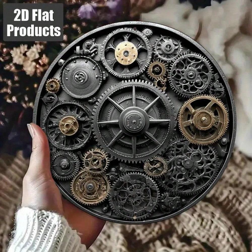 Vintage Industrial Metal Wall Art Mechanical Gears Aluminum Sign Home Office Living Room Decor