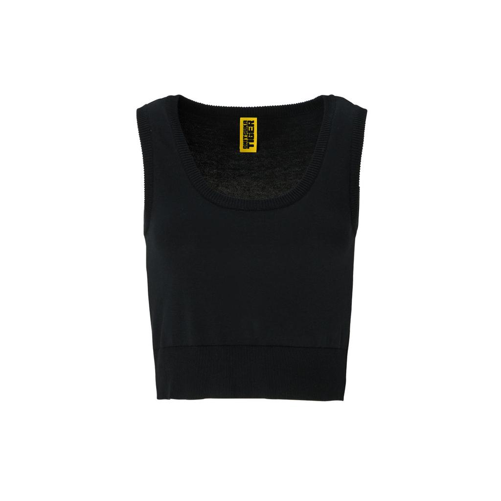 Onitsuka Tiger Round Neck Pullover Solid Color Vest Women tops Black 2182B109-001