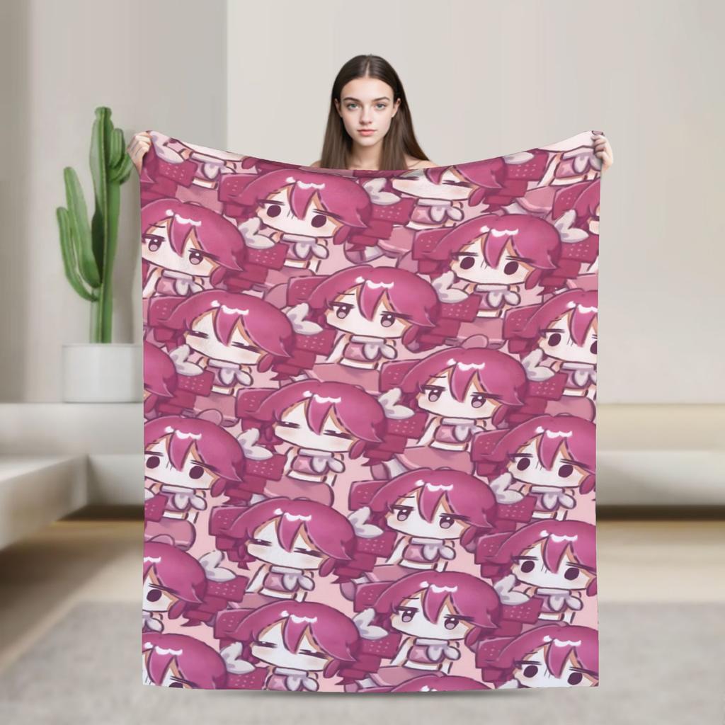 Anime Kasane Teto Flannel Printed Blanket Suitable for All Seasons Suitable for Living Room Office Sofa and Travel 180x250CM