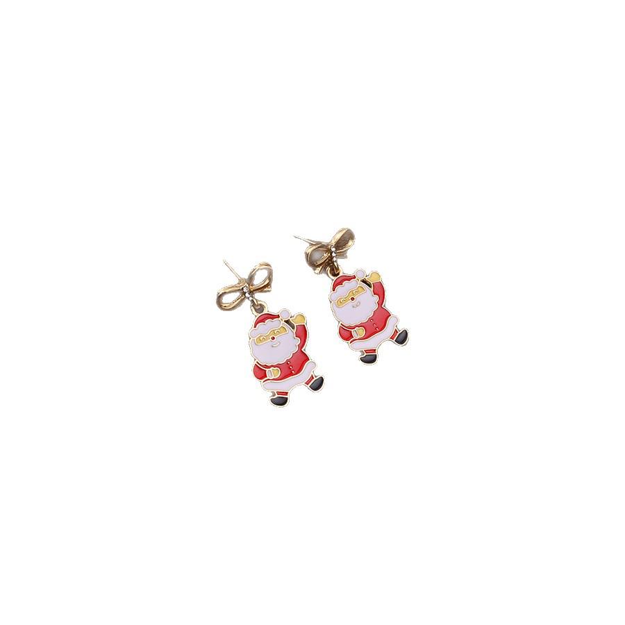 Japanese & Korean Christmas Bow Earrings - Cute Candy Cane, Snowflake, and Tree Designs