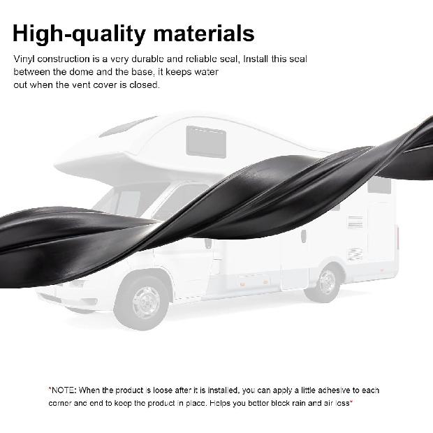 Rv Roof Vent Seal Vinyl Seal Rv Sealfor Ventline, Hengs and Camco Roof Vents (118INCH, Black)