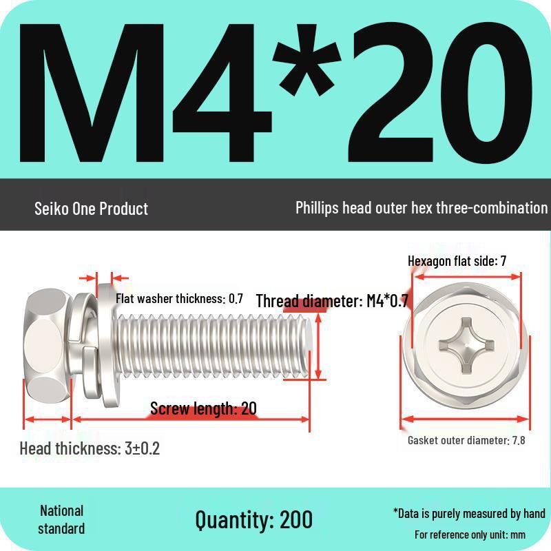 Hexagon Head Combination Screw Bolt Set with Washer and Spring Washer