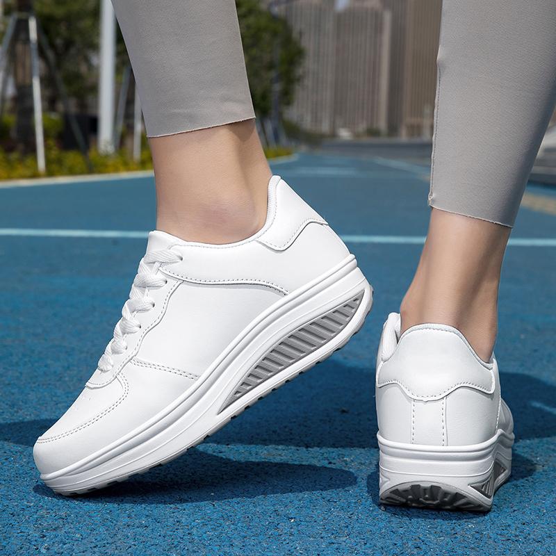 TUINANLE Pantofi albi pentru cupluri, pantofi casual cu platformă, confortabili, adidași ușori pentru mers pe jos, pantofi tenis pentru femei