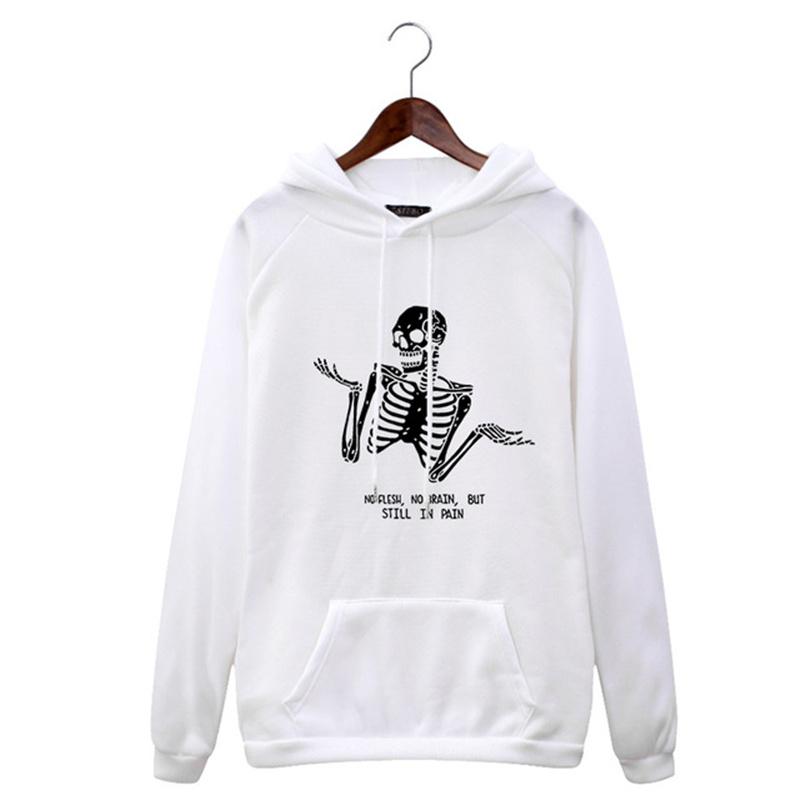 Осенняя и зимняя спортивная толстовка с капюшоном с темным черепом — фото 3