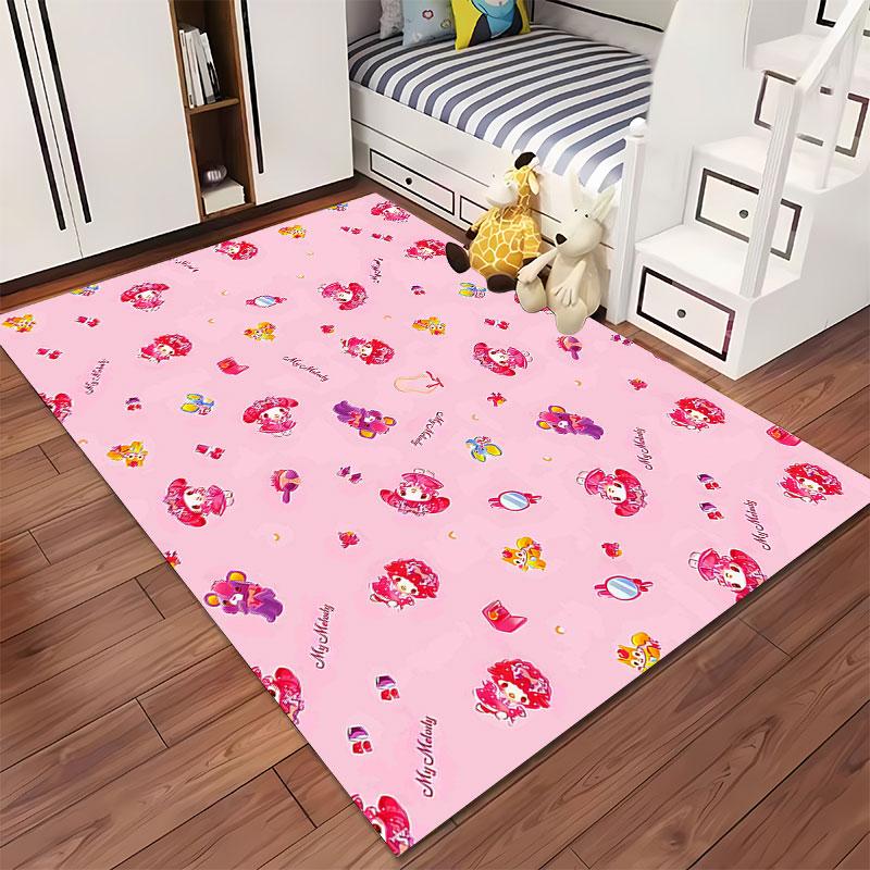 Pink Cartoon My Melody Pattern Carpet suitable as a non-slip mat for the living room or bedroom sofa