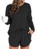 2025 Women's Solid Color Round Neck Casual Long Sleeve Pocket Set
