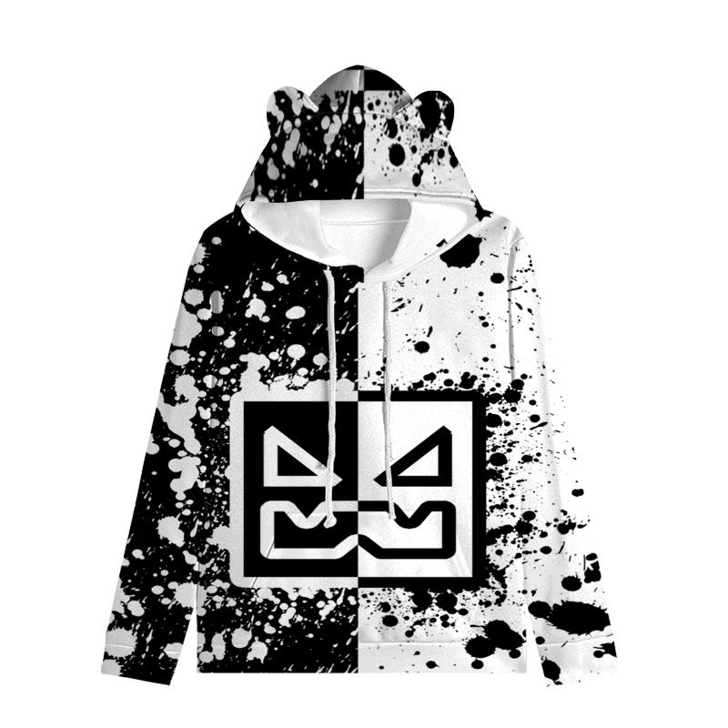Dětská mikina Angry Geometry Dash pro chlapce Dívčí mikina Harajuku Streetwear Hip Hop Kawaii Cat Ear Pullover s kapucí
